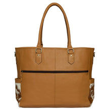 Load image into Gallery viewer, Nappy Bag Tan &amp; White Tooled Leather Cowhide