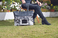 Load image into Gallery viewer, Nappy Bag Tan &amp; White Tooled Leather Cowhide
