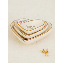 Load image into Gallery viewer, Set of 3 Nesting Heart Trinket Dishes