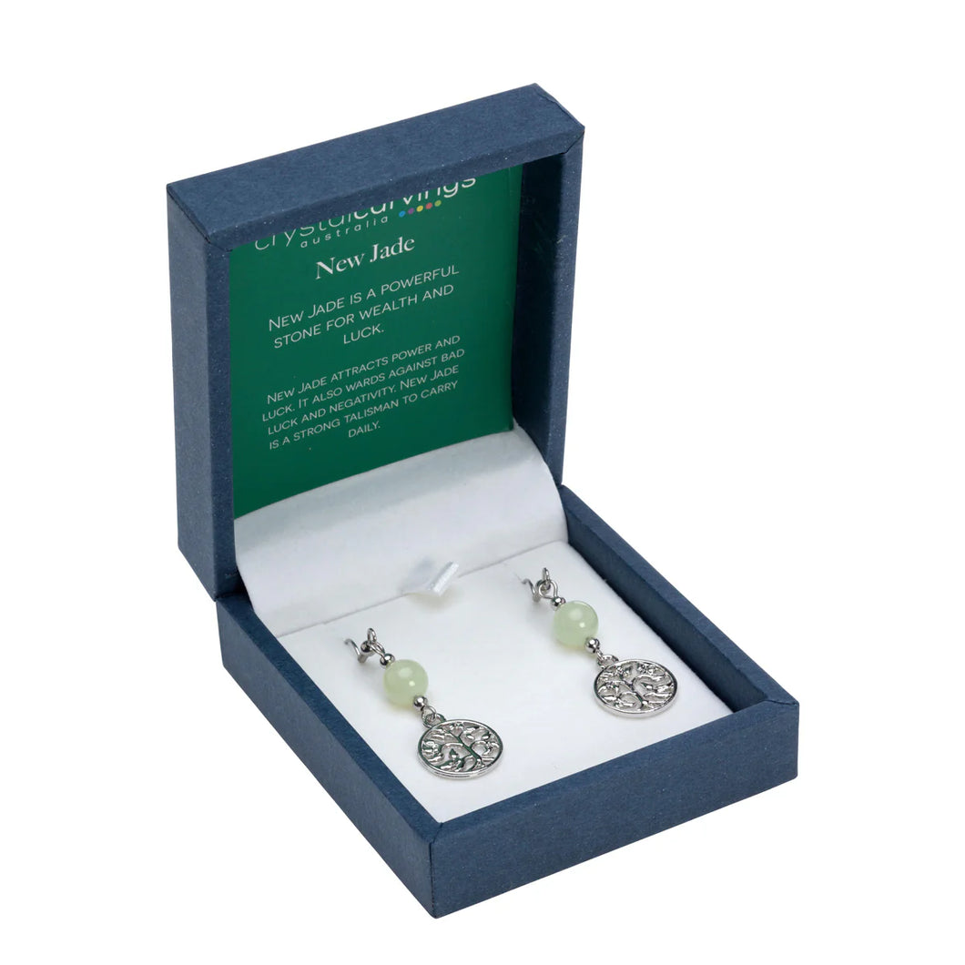 New Jade Crystal Tree of Life Earrings