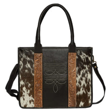 Load image into Gallery viewer, Norman Brown &amp; White Cowhide &amp; Tooled Leather Boot Stitch Bag