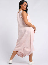 Load image into Gallery viewer, Nude 100% Linen Sleeveless Slouchy Dress