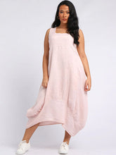 Load image into Gallery viewer, Nude 100% Linen Sleeveless Slouchy Dress