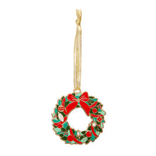 Load image into Gallery viewer, Evergreen Wreath Enamel Tree Ornament - Erstwilder Merry Kitschmas