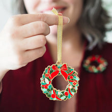 Load image into Gallery viewer, Evergreen Wreath Enamel Tree Ornament - Erstwilder Merry Kitschmas