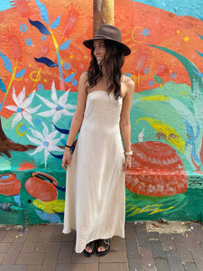 Oatmeal Strapless Maxi Side Panel Dress - By Frankie