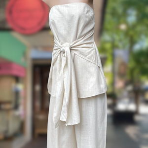Oatmeal Waist Tie Top & Pant Set - By Frankie
