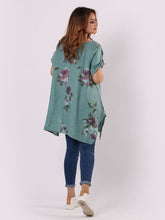 Load image into Gallery viewer, &#39;Bella&#39; Ocean Blue Floral 100% Linen Tunic Top