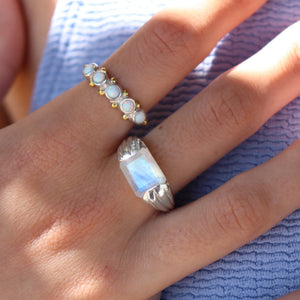 Opal Silver Band Ring - ToniMay