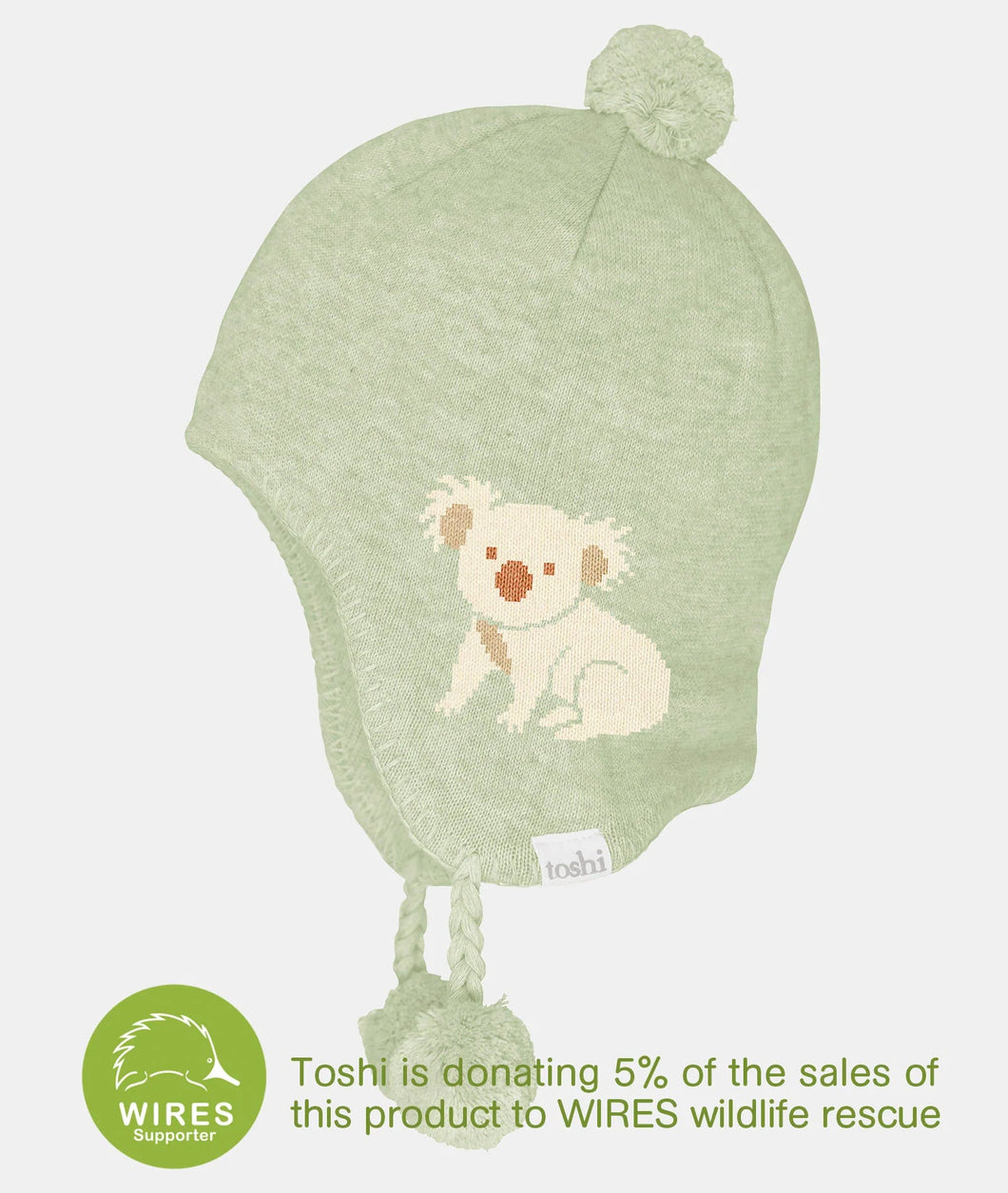 Koala Storytime Earmuff Organic Beanie