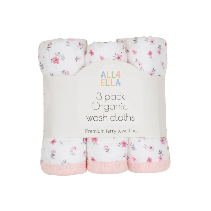 Pink Petals Wash Cloth 3pk