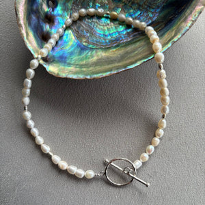 Oval Pearl Necklace With Silver Feature Clasp