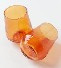 Load image into Gallery viewer, Set of 2 Amber Recycled Glass Water Tumblers