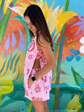 Load image into Gallery viewer, Pink Sleeveless Side Panel Top &amp; Short Set With Santa Print - By Frankie