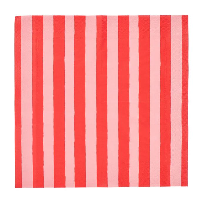 Red Stripe Paper Napkins 20 pack