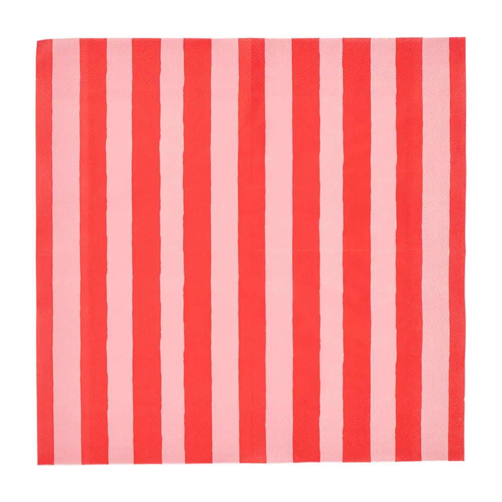 Red Stripe Paper Napkins 20 pack