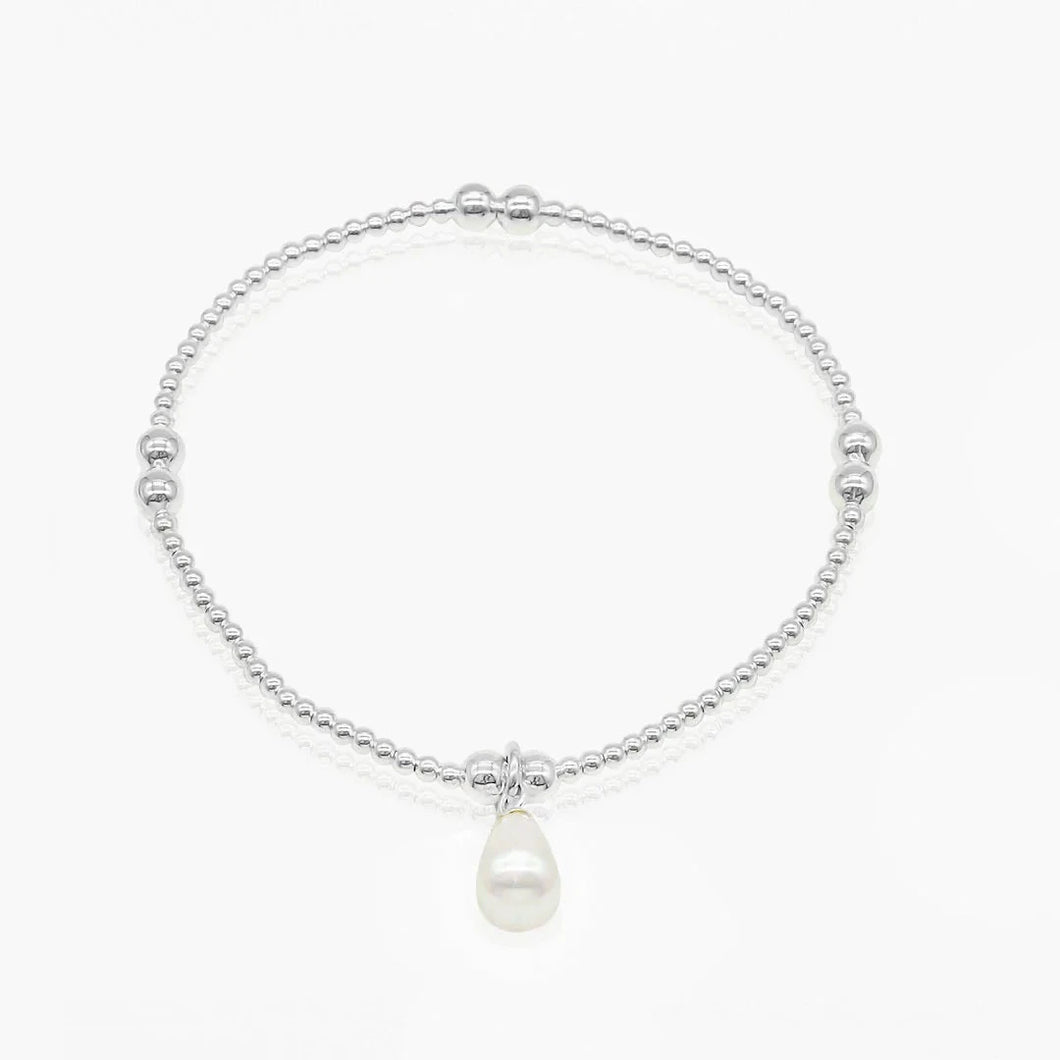 Pearl Drop Silver Bracelet