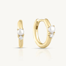Load image into Gallery viewer, Gold Pearl Huggies - ToniMay