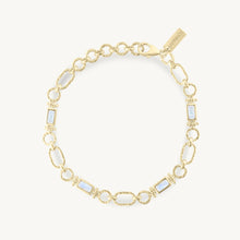 Load image into Gallery viewer, Gold bracelet with moonstones on a white background