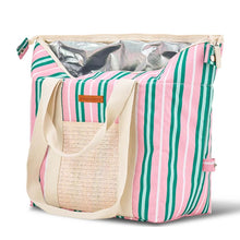 Load image into Gallery viewer, Pink &amp; Green Stripe Picnic Cooler Bag Box