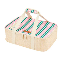 Load image into Gallery viewer, Pink &amp; Green Stripe Insulated Picnic Make &amp; Take Bag