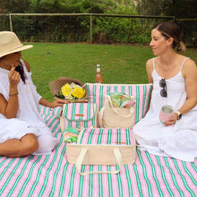 Load image into Gallery viewer, Pink &amp; Green Stripe Round Picnic Mat