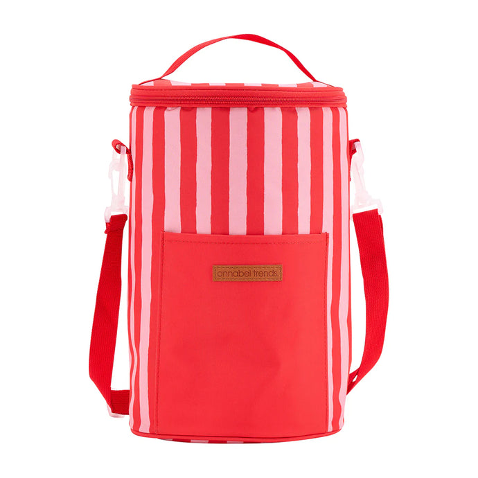 Red Stripe Picnic Cooler Bag Tall Barrel