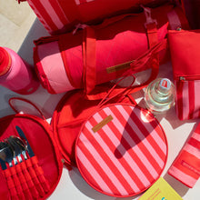 Load image into Gallery viewer, Red Stripe Picnic Round Plate &amp; Cutlery Set