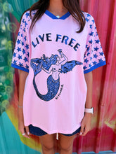 Load image into Gallery viewer, Pink 'Live Free' Mermaid T-Shirt - By Frankie