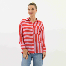 Load image into Gallery viewer, Pink/Red Faye Linen Stripe Shirt