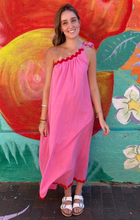 Load image into Gallery viewer, Pink Ric Rac One Shoulder Dress- By Frankie