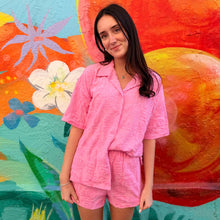 Load image into Gallery viewer, Pink Towelling Shirt &amp; Short Set - By Frankie