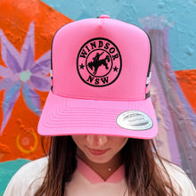 Load image into Gallery viewer, Pink/Black 'Windsor NSW' Stripe Trucker