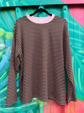 Load image into Gallery viewer, Chocolate/Pink Stripe Jersey Top - By Frankie