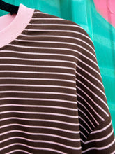 Load image into Gallery viewer, Chocolate/Pink Stripe Jersey Top - By Frankie