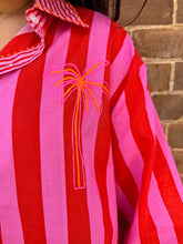 Load image into Gallery viewer, Pink &amp; Red Embroidered Cotton Shirt