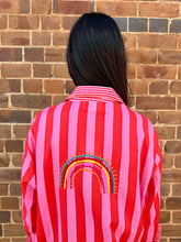 Load image into Gallery viewer, Pink &amp; Red Embroidered Cotton Shirt