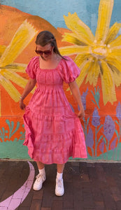 Pink/Red Greek Sun Midi Dress - By Frankie