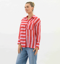 Load image into Gallery viewer, Pink/Red Faye Linen Stripe Shirt