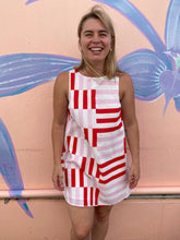 Load image into Gallery viewer, Pink/Red Geo Stripe Shift Dress - By Frankie