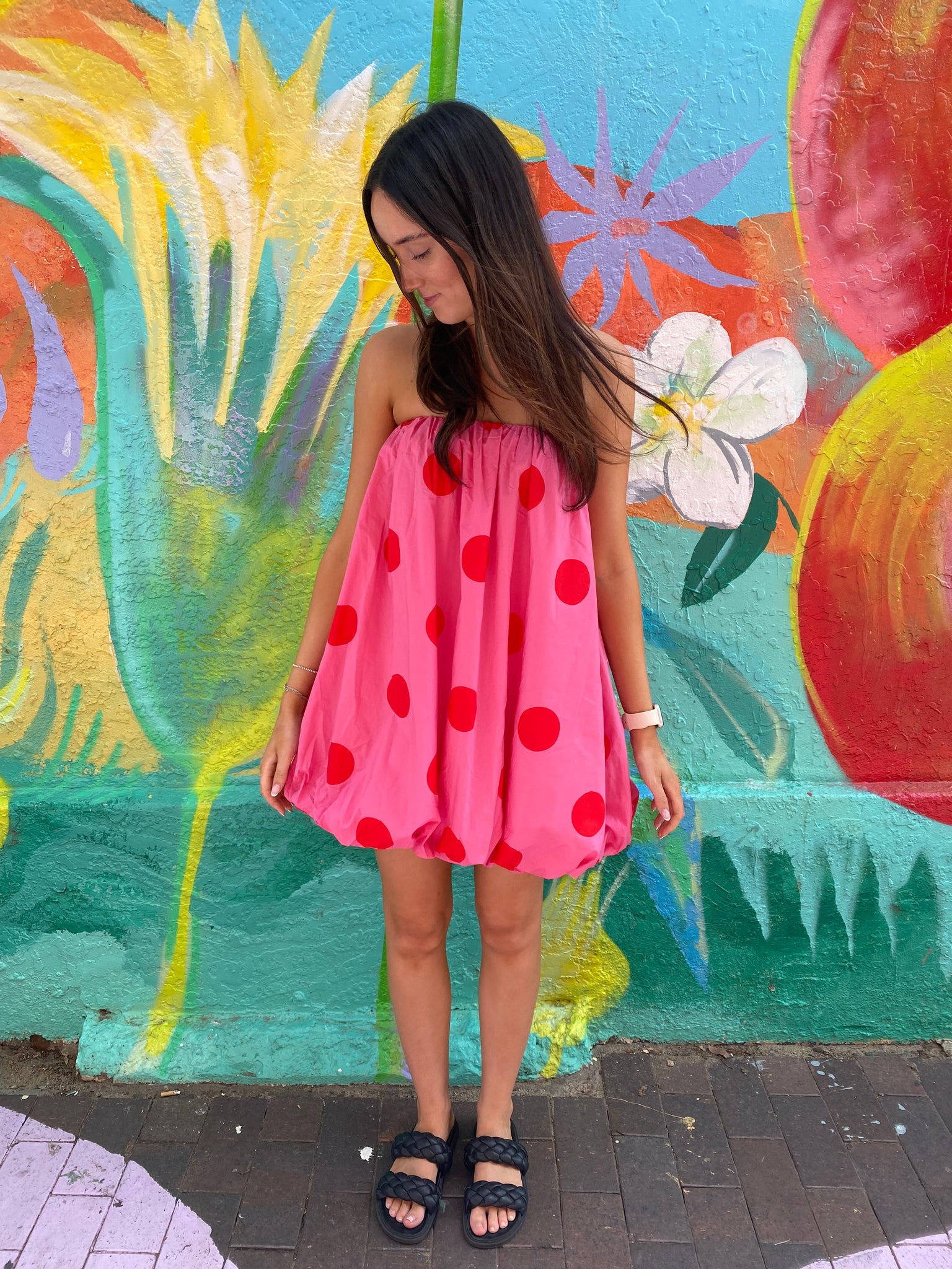 pink dress red polka dots YAS - Maxi Shirt Dress - Women - Viscose - S