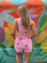 Load image into Gallery viewer, Pink/Red Polka Dot Sleeveless Side Panel Top &amp; Short Set - By Frankie