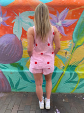 Load image into Gallery viewer, Pink/Red Polka Dot Sleeveless Side Panel Top &amp; Short Set - By Frankie