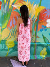 Load image into Gallery viewer, Pink Santa Print One Shouldered Maxi Dress - By Frankie