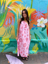 Load image into Gallery viewer, Pink Santa Print One Shouldered Maxi Dress - By Frankie
