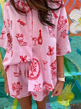 Load image into Gallery viewer, Pink Short Set With Santa Print - By Frankie