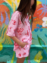 Load image into Gallery viewer, Pink Short Set With Santa Print - By Frankie