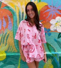 Load image into Gallery viewer, Pink Short Set With Santa Print - By Frankie