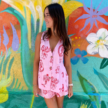 Load image into Gallery viewer, Pink Sleeveless Side Panel Top &amp; Short Set With Santa Print - By Frankie