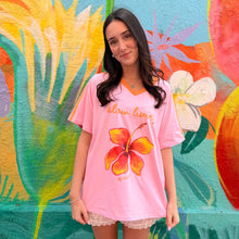 Load image into Gallery viewer, Pink 'Slow Living' Hibiscus T-Shirt - By Frankie